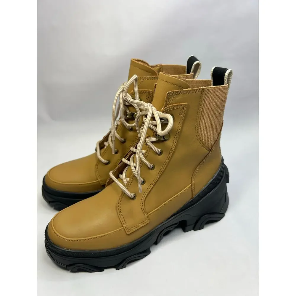 Sorel Brex Lace Bootie – Waterproof Leather Platform Boots, Black, Women’s 6.5 - Picture 5 of 11